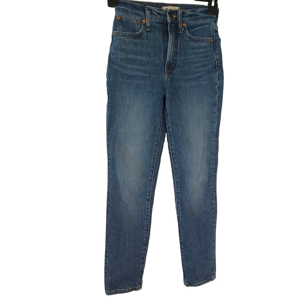 Madewell Jeans Women 23 Blue Medium Wash Mid Rise Slim Straight Denim Classic